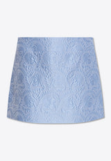 Dolce 
Gabbana Floral Jacquard Mini Skirt Light Blue F4A8CT HJMOK-F3981