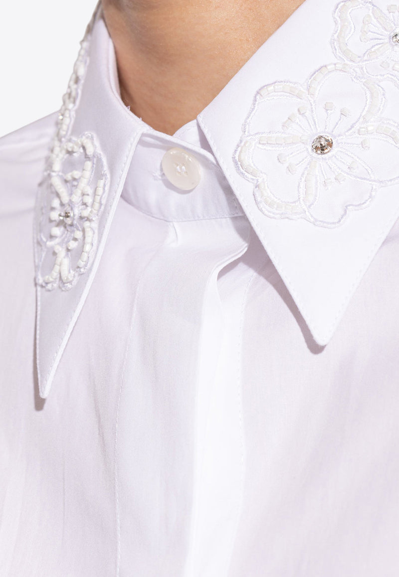 Dolce 
Gabbana Embroidered-Collar Long-Sleeved Shirt White F5N86Z FU5GK-W0800