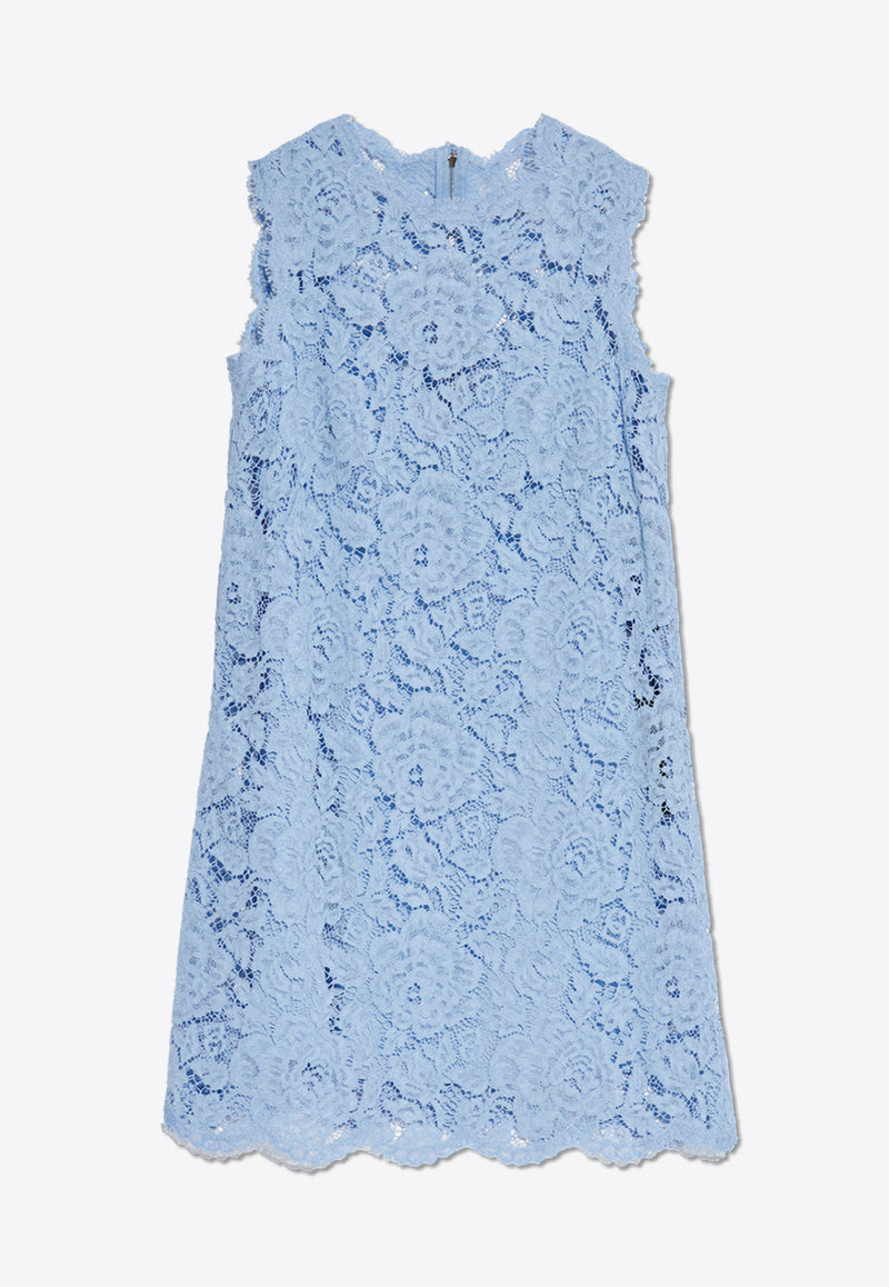 Dolce 
Gabbana Floral Lace Mini Dress Light Blue F6ATYT HLM7L-F3981