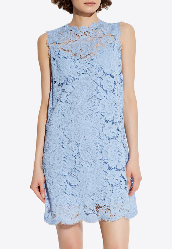 Dolce 
Gabbana Floral Lace Mini Dress Light Blue F6ATYT HLM7L-F3981