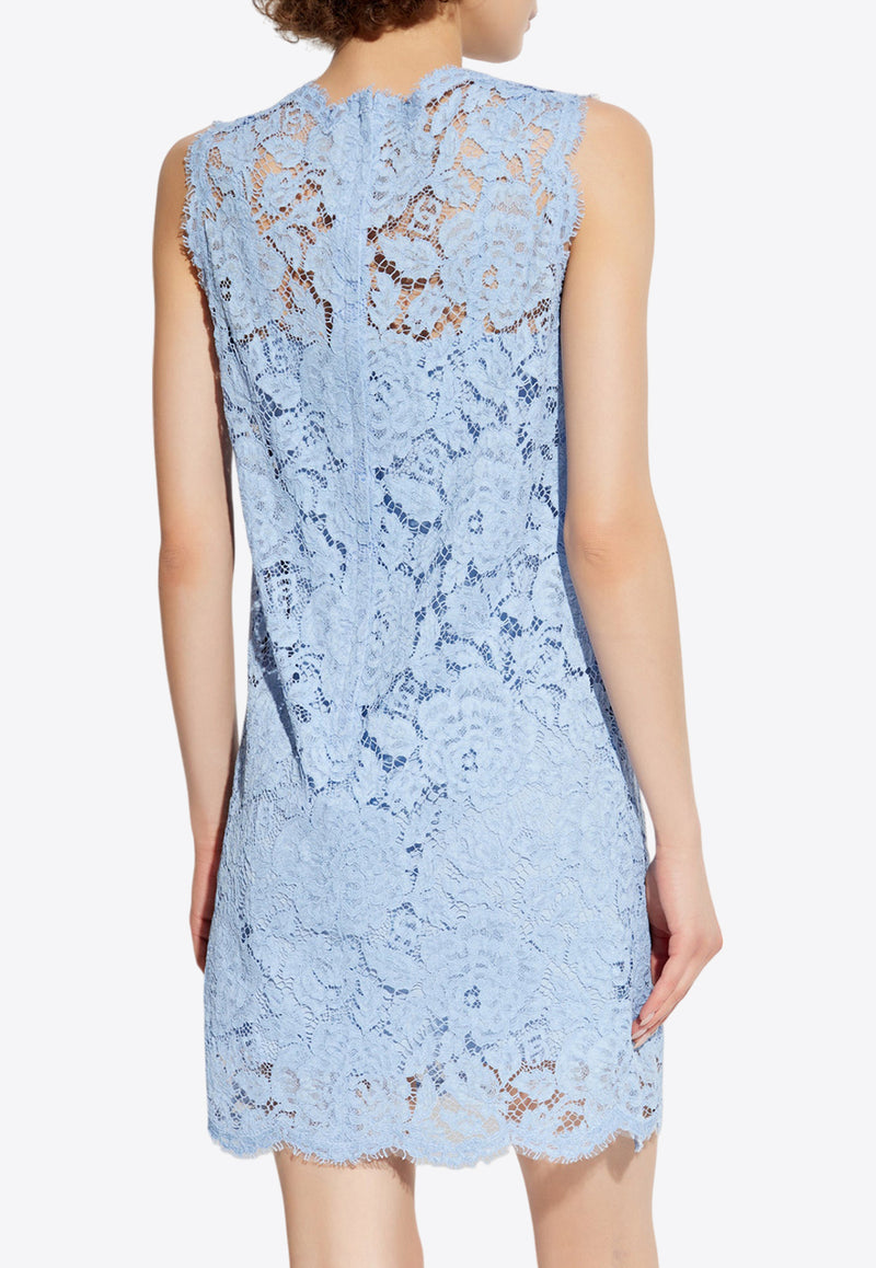 Dolce 
Gabbana Floral Lace Mini Dress Light Blue F6ATYT HLM7L-F3981