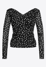 Dolce 
Gabbana Polka Dot Tulle Wrap Top Black F7AB5T FSRP2-HNBDW