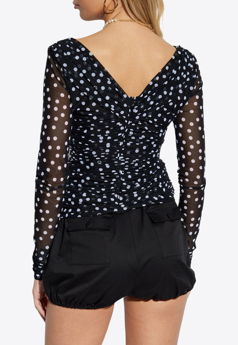 Dolce 
Gabbana Polka Dot Tulle Wrap Top Black F7AB5T FSRP2-HNBDW