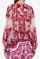 Dolce 
Gabbana Majolica Print Chiffon Top Pink F72G7T HI1FO-HE3TN