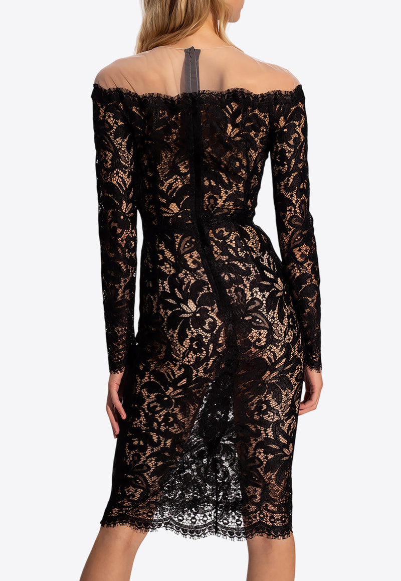 Dolce 
Gabbana Floral Lace Sheer Dress Black F6R0AT FLMOK-N0000