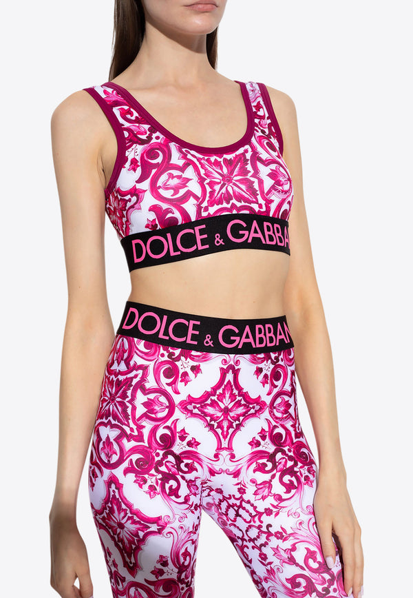 Dolce 
Gabbana Majolica Print Cropped Top Pink F777YT FPG7B-H83TN