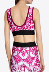 Dolce 
Gabbana Majolica Print Cropped Top Pink F777YT FPG7B-H83TN