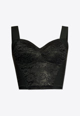 Dolce 
Gabbana Jacquard Corset Bustier Top Black F7T19T GDCLQ-N0000