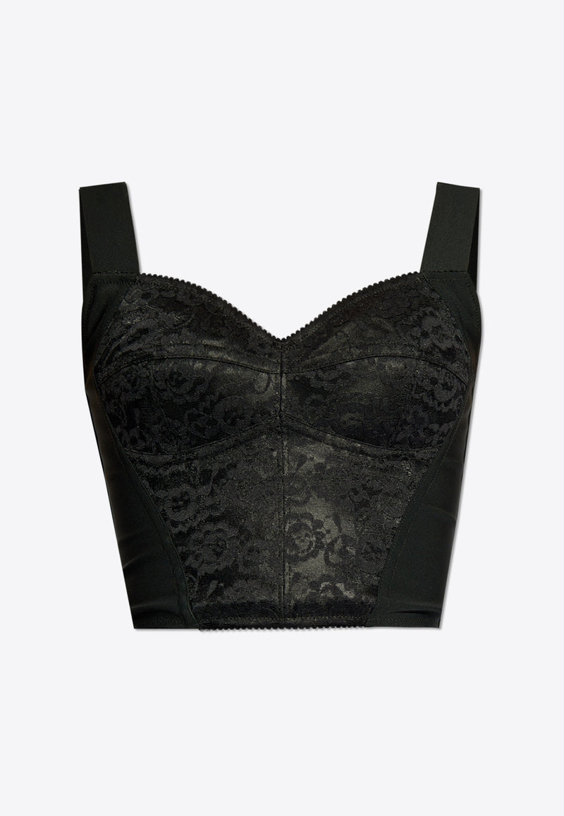 Dolce 
Gabbana Jacquard Corset Bustier Top Black F7T19T GDCLQ-N0000