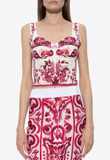 Dolce 
Gabbana Majolica Print Bustier Top Pink F7W98T FPSH5-HE3TN