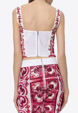 Dolce 
Gabbana Majolica Print Bustier Top Pink F7W98T FPSH5-HE3TN