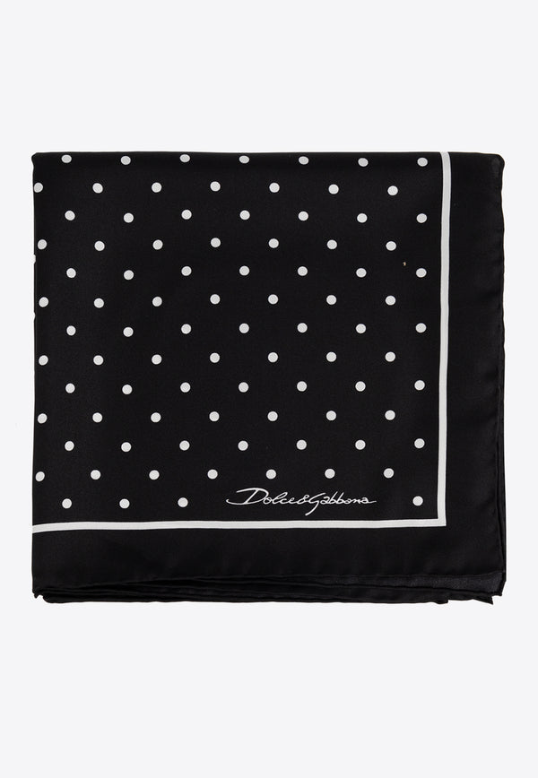 Dolce 
Gabbana Polka Dot Printed Silk Scarf Black FN090R GDCLC-HN5GD