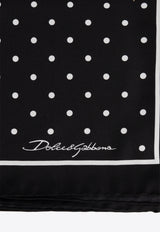 Dolce 
Gabbana Polka Dot Printed Silk Scarf Black FN090R GDCLC-HN5GD