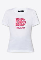 Dolce 
Gabbana DG Milano Patch T-shirt White F8N08Z GDBVX-S8400