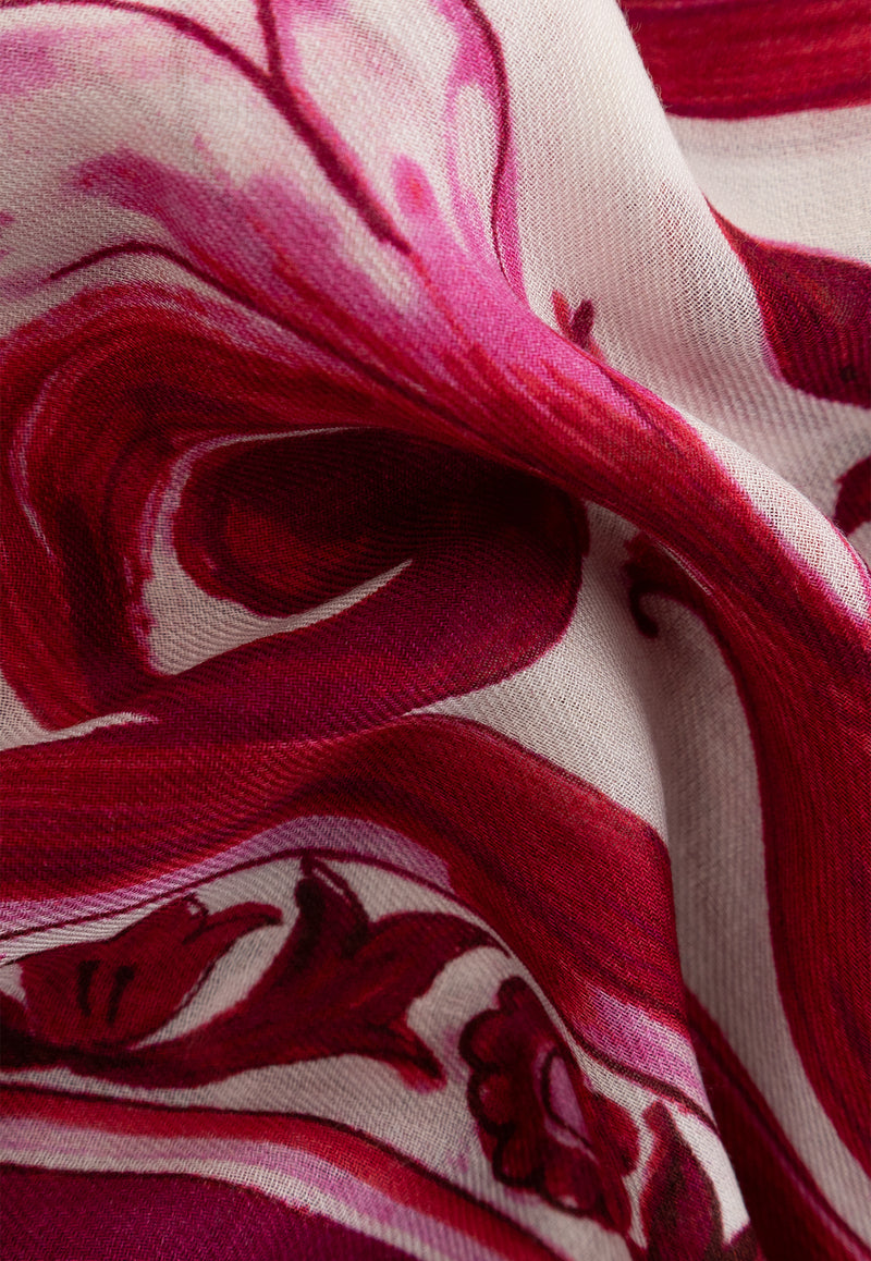 Dolce 
Gabbana Majolica Print Modal-Blend Scarf Pink FS209A GDBS6-HE3OA