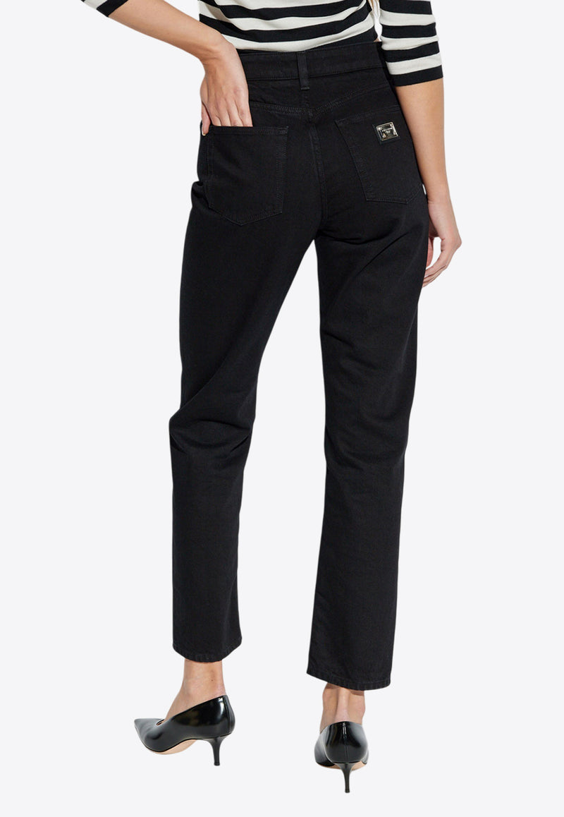 Dolce 
Gabbana Logo Tag Boyfriend Jeans Black FTAIAD G8KD1-S9001