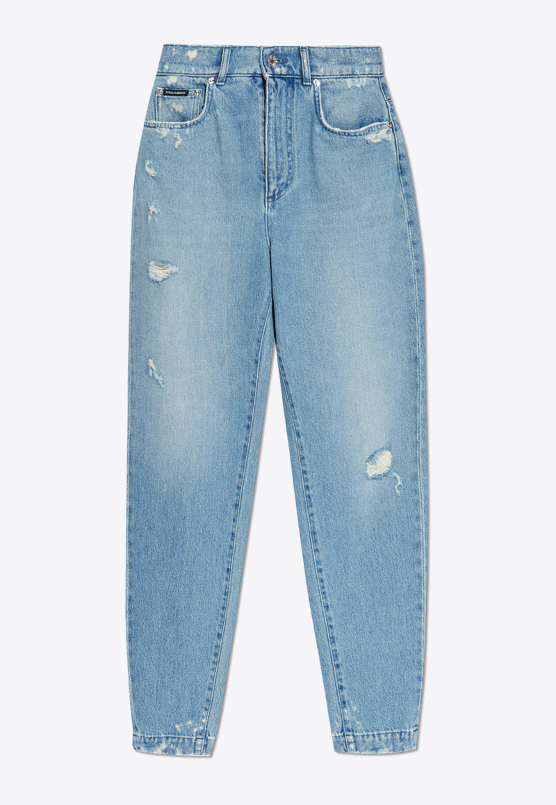 Dolce 
Gabbana Amber Straight-Leg Ripped Jeans Blue FTBXGD G8GJ3-S9003