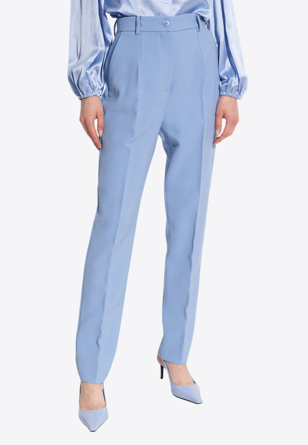 Dolce 
Gabbana Straight-Leg Tailored Wool Pants Light Blue FTAM2T FU2L8-F3981