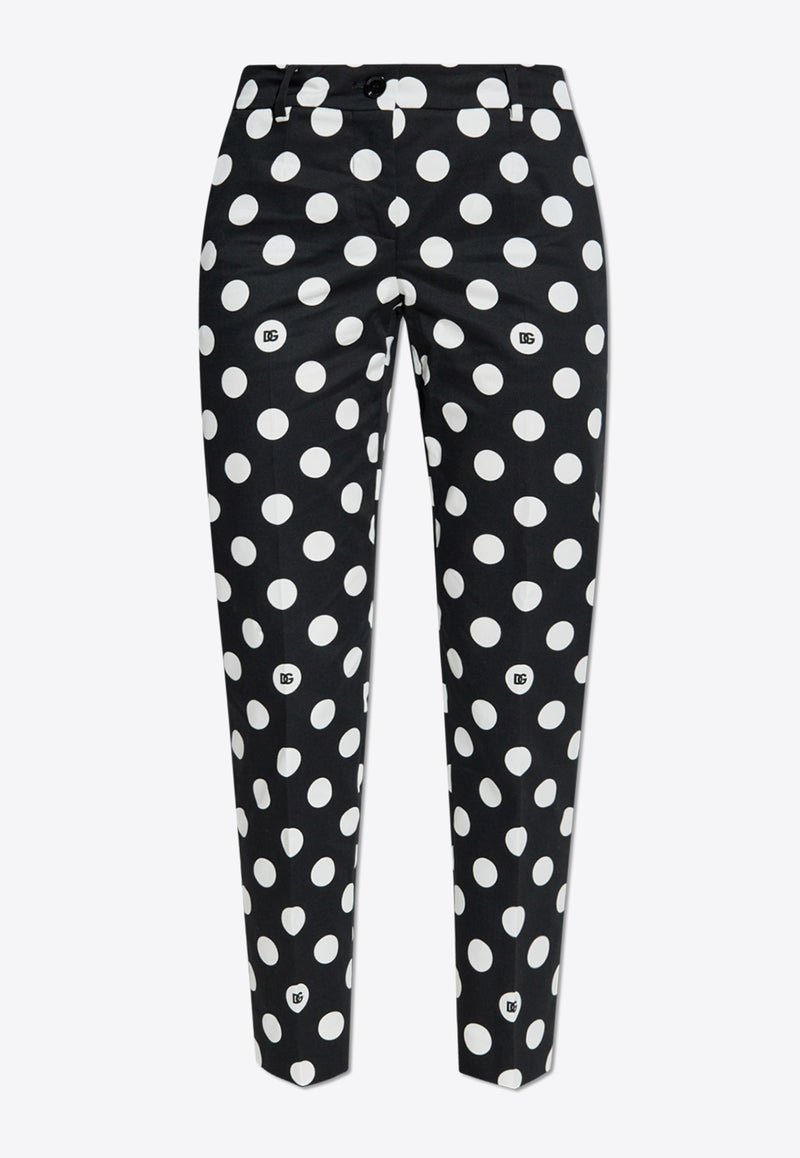 Dolce 
Gabbana Polka Dot Print Slim-Leg Pants Black FTC5VT FSFNQ-HNZSW