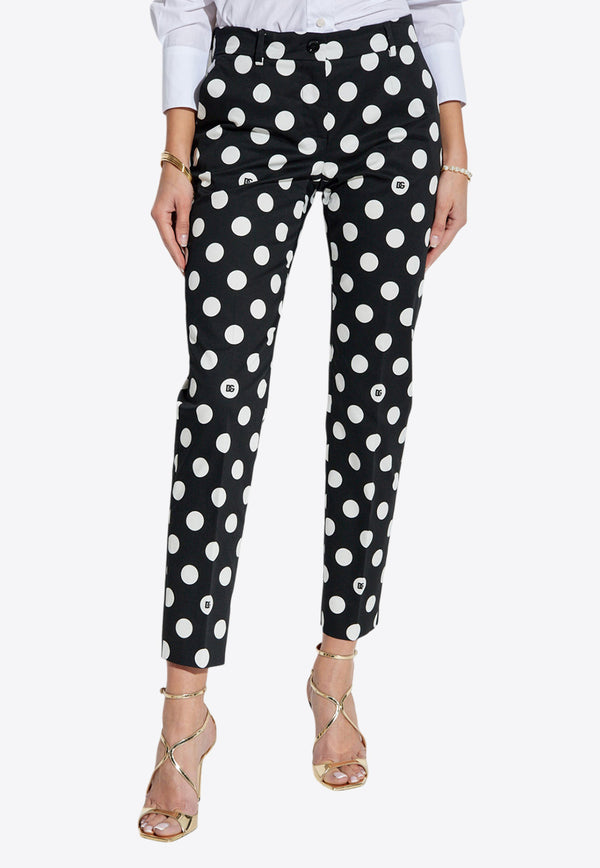 Dolce 
Gabbana Polka Dot Print Slim-Leg Pants Black FTC5VT FSFNQ-HNZSW