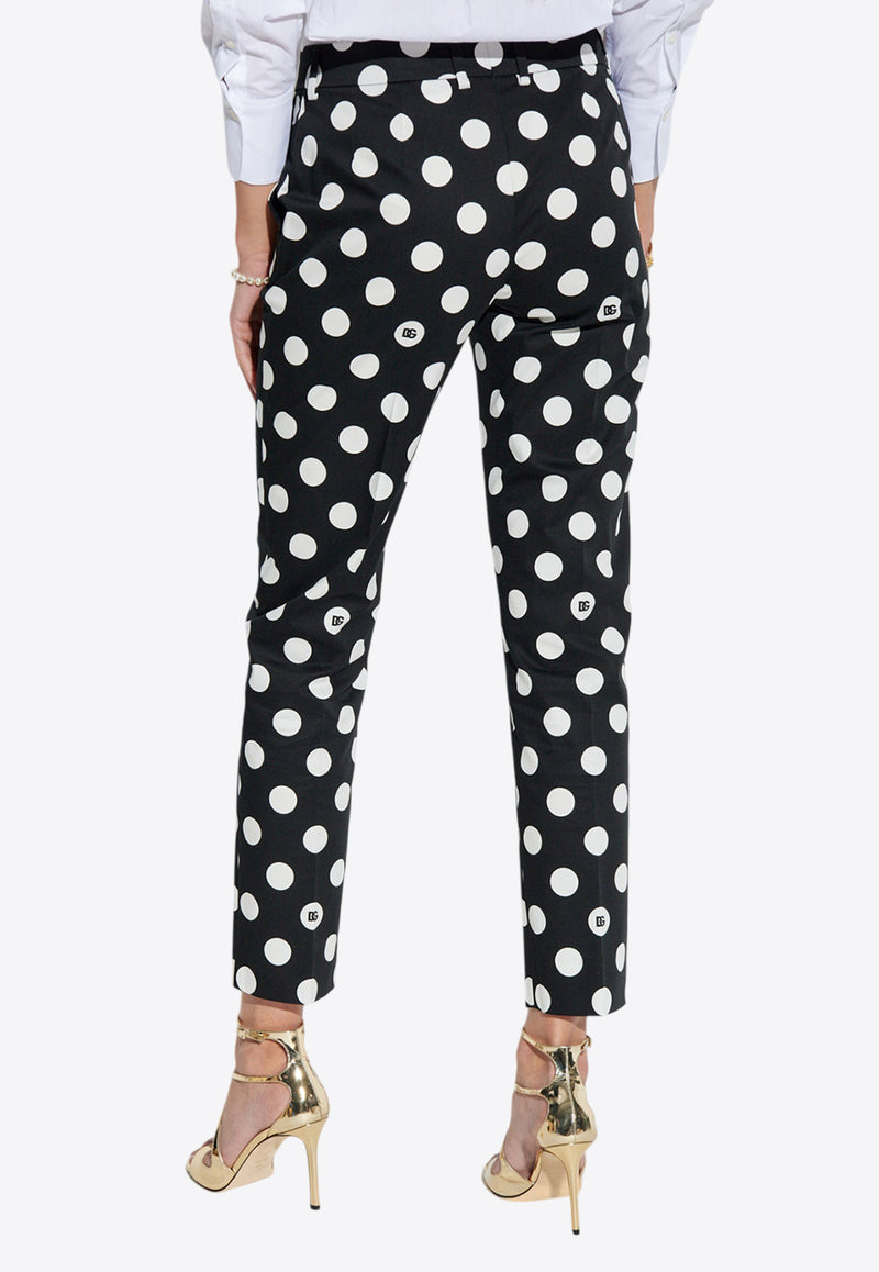 Dolce 
Gabbana Polka Dot Print Slim-Leg Pants Black FTC5VT FSFNQ-HNZSW