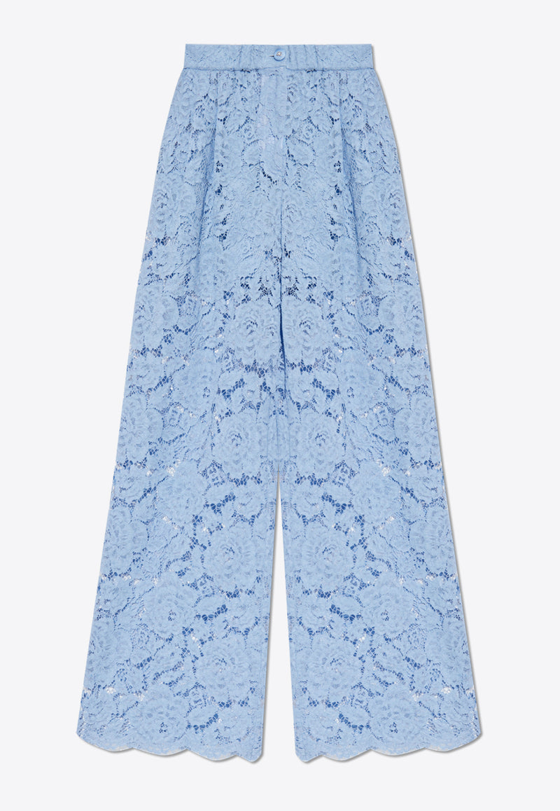 Dolce 
Gabbana Flared Floral Lace Pants Light Blue FTC1YT HLM7L-F3981