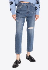 Dolce 
Gabbana Straight-Leg Ripped Jeans Blue FTC7BD G8LW3-S9001