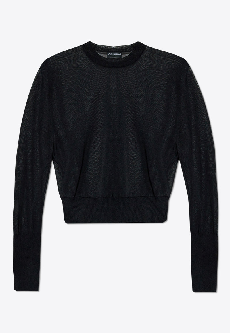 Dolce 
Gabbana Semi-Sheer Cropped Sweater Black FXM54T JAIM9-N0000