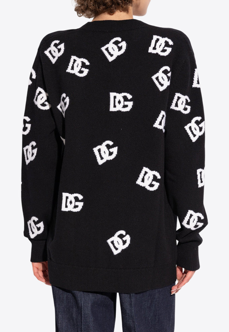 Dolce 
Gabbana DG Logo Wool Cardigan Black FXJ36T JCVYW-N0004