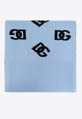 Dolce 
Gabbana DG Logo Jacquard Wool Scarf Blue FXR09T JCVZM-B0143