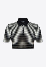 Dolce 
Gabbana Striped Cropped Polo T-shirt Black FXZ09T JCVY4-N0002