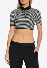 Dolce 
Gabbana Striped Cropped Polo T-shirt Black FXZ09T JCVY4-N0002