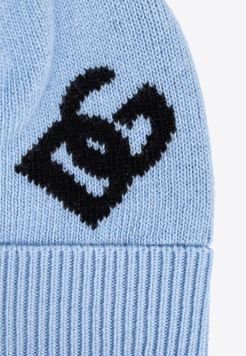 Dolce 
Gabbana DG Logo Jacquard Wool Beanie Light Blue FXQ05T JCVZM-B0143