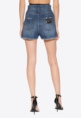 Dolce 
Gabbana Distressed High-Rise Denim Shorts Blue FTCGOD G8GJ4-S9001