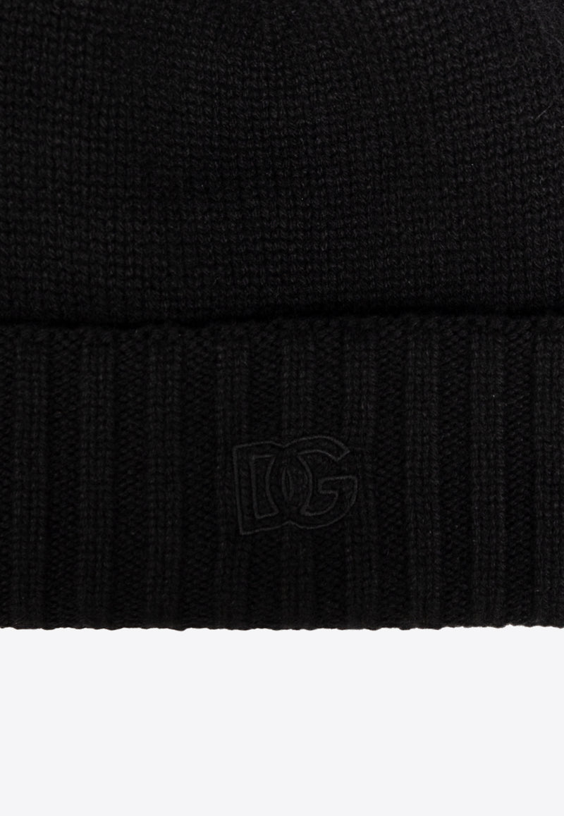 Dolce 
Gabbana DG Logo Embroidered Cashmere Beanie Black FXQ06Z JAWZ9-N0000