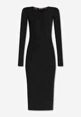 Dolce 
Gabbana DG Logo Plaque Knit Midi Dress Black FXS19T JFMIB-N0000