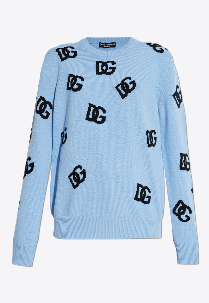 Dolce 
Gabbana DG Logo Inlay Sweater Light Blue FXX06T JCVZL-B0143