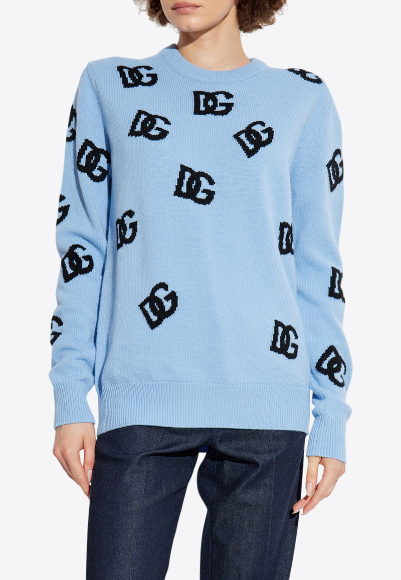 Dolce 
Gabbana DG Logo Inlay Sweater Light Blue FXX06T JCVZL-B0143