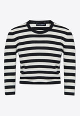 Dolce 
Gabbana Striped Wool Cropped Sweater Monochrome FXX44T JCVY2-N0002