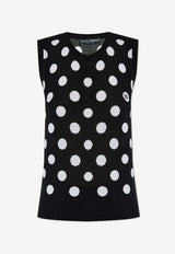 Dolce 
Gabbana Polka Dot Wool-Blend Sweater Vest Black FXT07T JCVYK-N0004