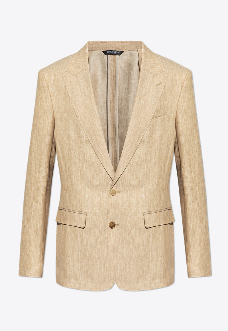 Dolce 
Gabbana Single-Breasted Linen Blazer Beige G2NW0T FU4L0-S8230