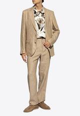 Dolce 
Gabbana Single-Breasted Linen Blazer Beige G2NW0T FU4L0-S8230