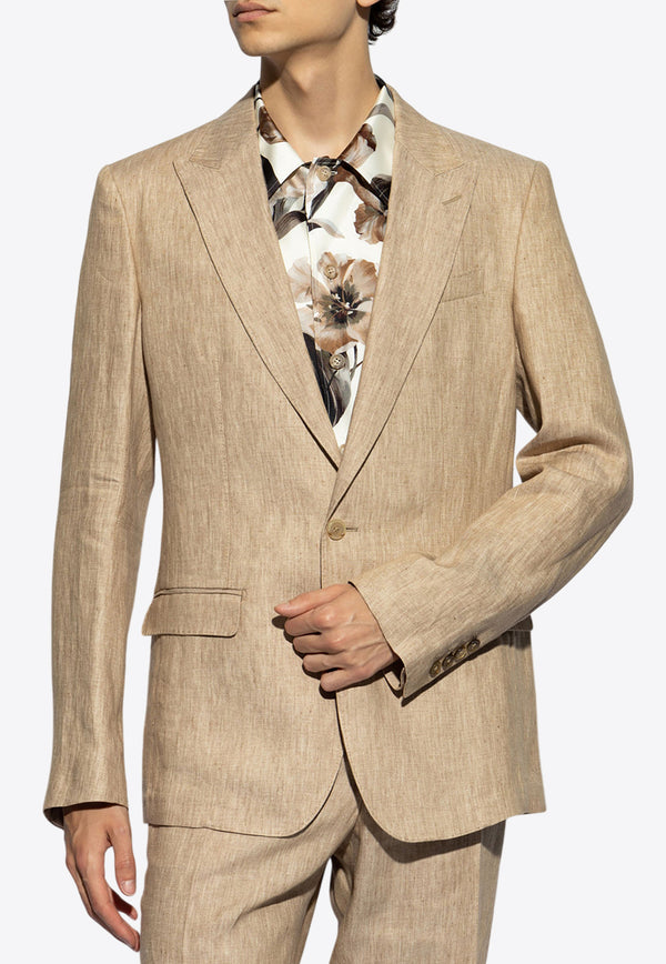 Dolce 
Gabbana Single-Breasted Linen Blazer Beige G2NW0T FU4L0-S8230