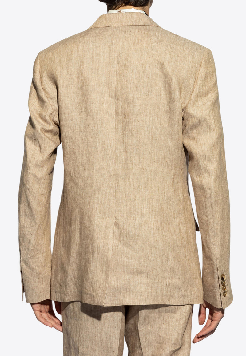 Dolce 
Gabbana Single-Breasted Linen Blazer Beige G2NW0T FU4L0-S8230