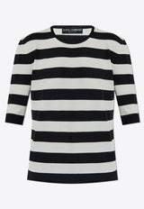 Dolce 
Gabbana Striped Wool Knit Top Monochrome FXX42T JCVY0-N0002