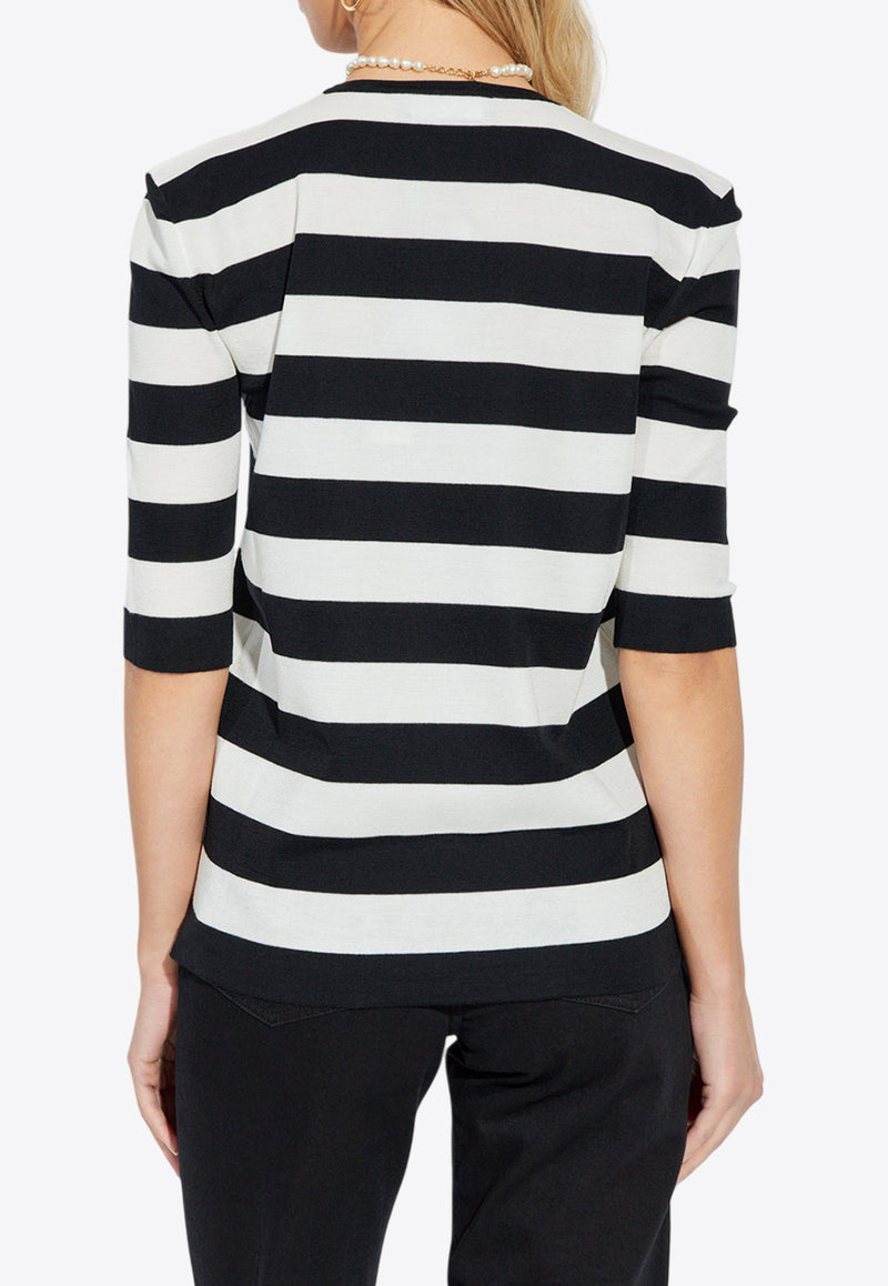 Dolce 
Gabbana Striped Wool Knit Top Monochrome FXX42T JCVY0-N0002