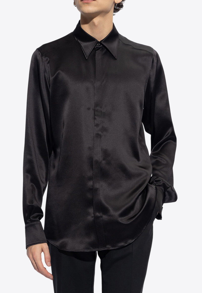 Dolce 
Gabbana Long-Sleeved Silk Shirt Black G5JL8T FU1AU-N0000