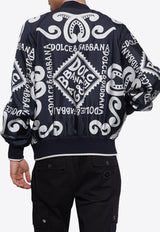 Dolce 
Gabbana Marina Print Silk Bomber Jacket Navy G9ZB0T HI1QD-HB4XR