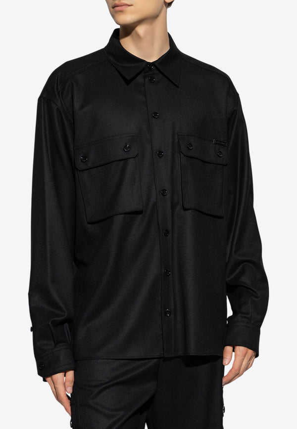 Dolce 
Gabbana Oversized Button-Up Wool Shirt Black G5MD1T FU21Q-N0000