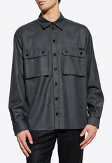 Dolce 
Gabbana Oversized Button-Up Wool Shirt Gray G5MD1T FU21Q-S8290